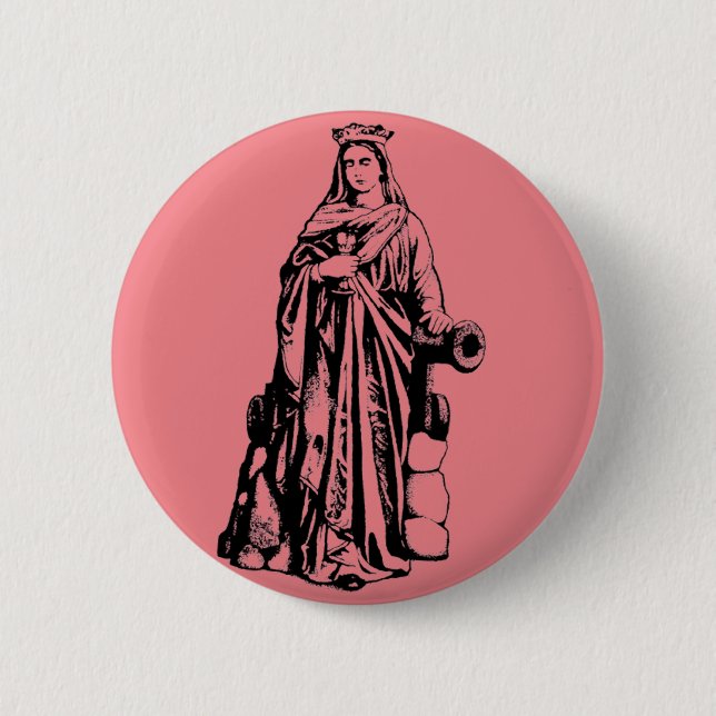 Badge Rond 5 Cm Sainte-Barbe Vierge et martyre (Devant)