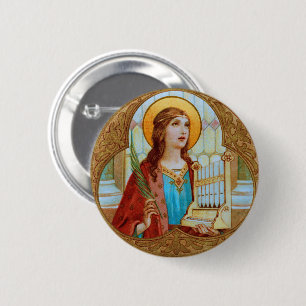 Badge Rond 5 Cm Sainte Cécile de Rome (BK 003)