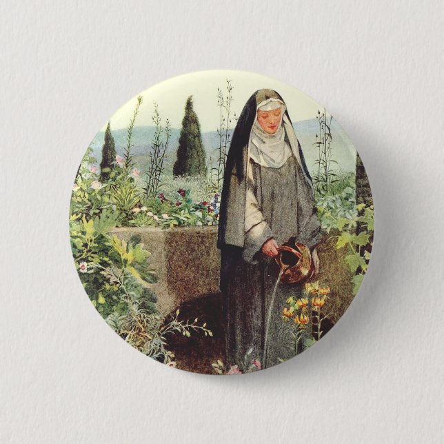 Badge Rond 5 Cm Sainte Claire d'Assise : Patronne de la télévision (Devant)