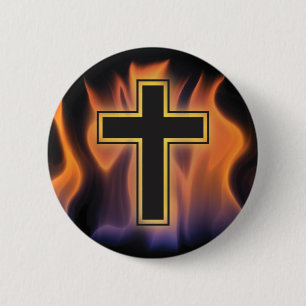 BADGE ROND 5 CM SAINTE CROIX DE FEU FLAMBOYANT ! PUISSANCE SPIRITU