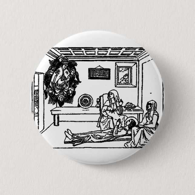Badge Rond 5 Cm Sainte Fina fille chrétienne italienne (Devant)