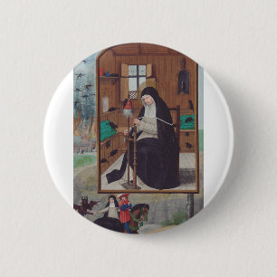 Badge Rond 5 Cm Sainte Gertrude de Helfta par Simon Bening