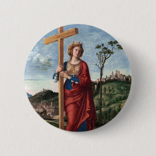 Badge Rond 5 Cm Sainte Hélène avec la Vraie Croix Art sacré