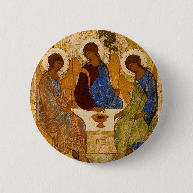 Badge Rond 5 Cm Sainte Trinité Icon Rublev Byzantine Catholique Ca (Devant)