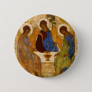 Badge Rond 5 Cm Sainte Trinité Icon Rublev Byzantine Catholique Ca