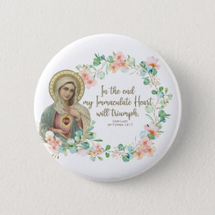Badge Rond 5 Cm Sainte Vierge Marie Fatima Religieuse Catholique