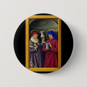 Badge Rond 5 Cm Saints Cosmas et Damian par Jean Bourdichon