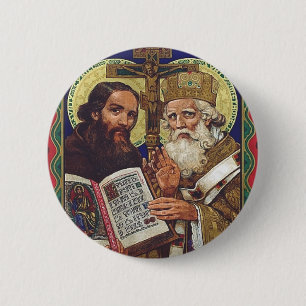 Badge Rond 5 Cm Saints Cyrille et Méthode patrons de l'Europe