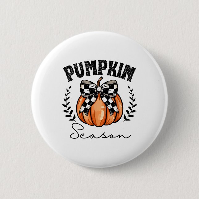 Badge Rond 5 Cm Saison citrouille Coquette Citrouille Bow Hallowee (Devant)