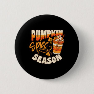 Badge Rond 5 Cm Saison citrouille des épices Café Latte Automne Fu