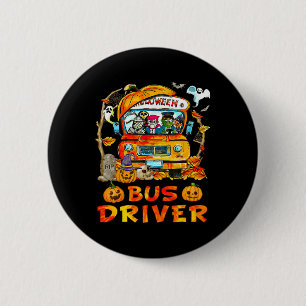 Badge Rond 5 Cm Saison Citrouille du conducteur de bus scolaire Sq