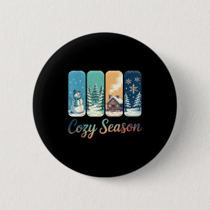 Badge Rond 5 Cm Saison Cosy Cabane de Noël Merveilleux Hiver Bonho