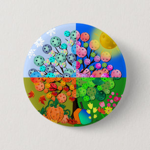 Badge Rond 5 Cm Saison Toujours Pickleball hiver printemps été aut