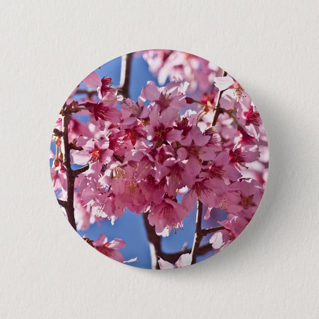 Badge Rond 5 Cm Sakura Cherry Blossoms Red Stars (Devant)