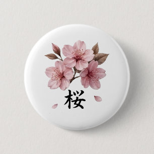 Badge Rond 5 Cm Sakura Katana Esthétique Japonaise