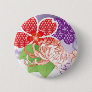 Badge Rond 5 Cm Sakura Kiomono - conception de Japonais
