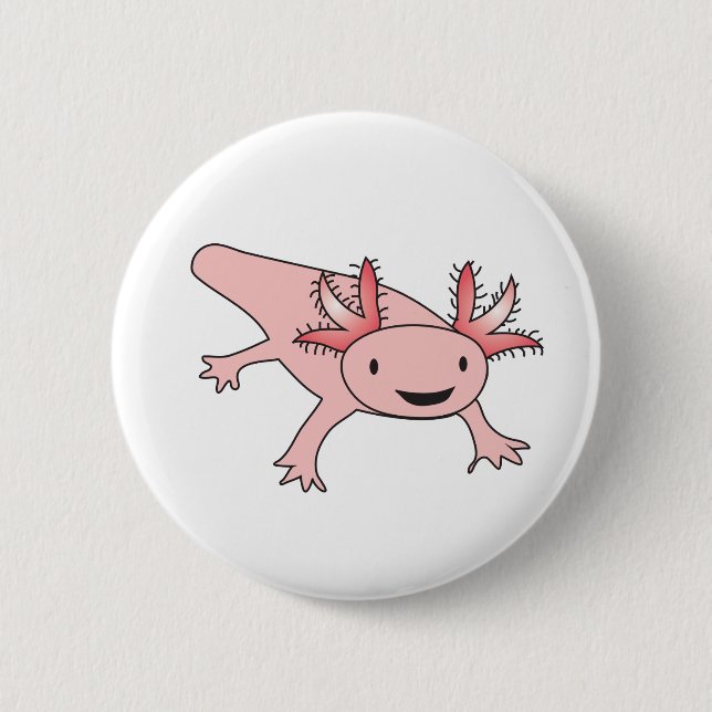 Badge Rond 5 Cm Salamandre mignonne d'Axolotl (Devant)