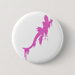 Badge Rond 5 Cm Salamandre Rose Distressée Avec Lavette De Peintur