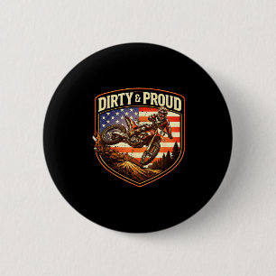 Badge Rond 5 Cm Sale et fier pilote de moto cross américain
