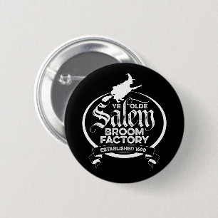 Badge Rond 5 Cm Salem Witch Broom Factory - drôle vintage gothique