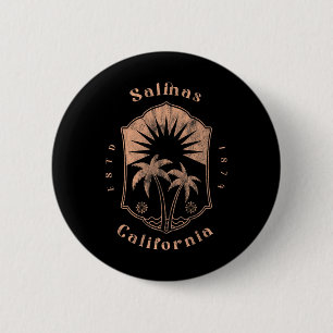 Badge Rond 5 Cm Salinas Californie Rétro Surfeur Plage Vintage 