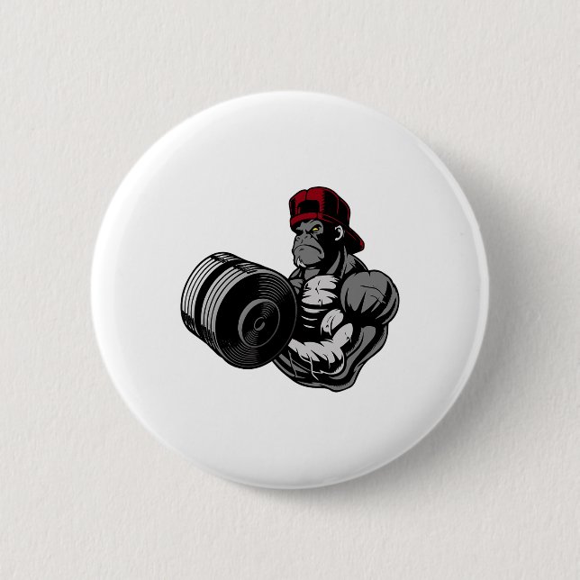 Badge Rond 5 Cm Salle de musculation de gorille de musculation et  (Devant)