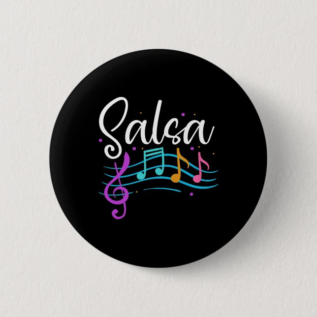 Badge Rond 5 Cm Salsa Notes musicales Latin Musique Danse (Devant)