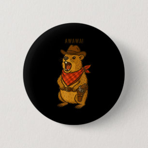 Badge Rond 5 Cm Salut Cowboy Rock Hyrax Awawa Western Drôle _2