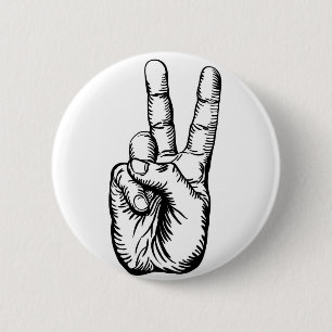 Badge Rond 5 Cm salut de victoire ou signe de paix