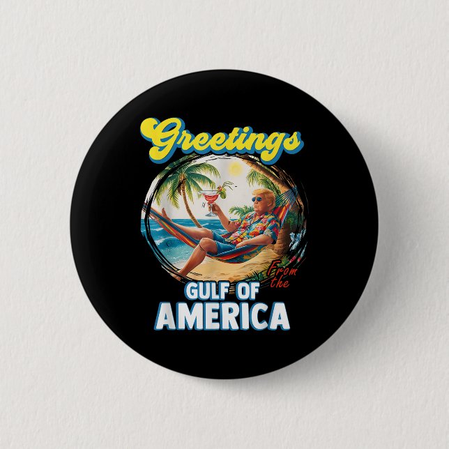 Badge Rond 5 Cm Salutation Du Golfe Des États-Unis Trump (Devant)