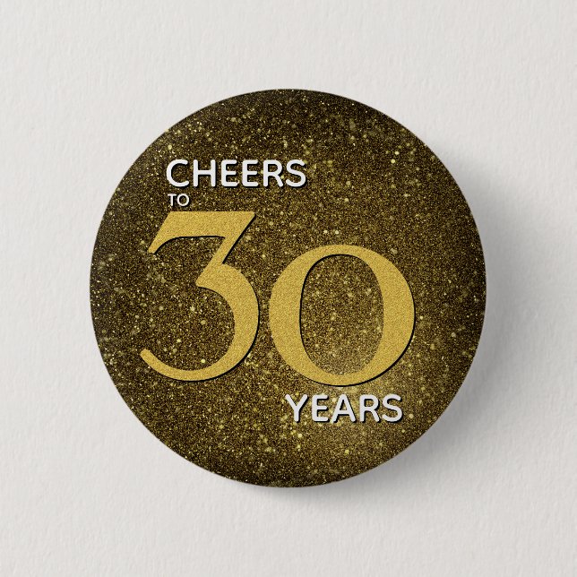 Badge Rond 5 Cm Salutations à 30 ans Black Gold 30e anniversaire (Devant)
