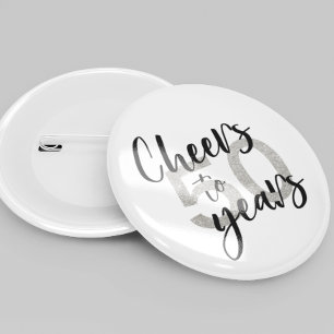 Badge Rond 5 Cm Salutations à 50 ans Parties scintillant 50e anniv