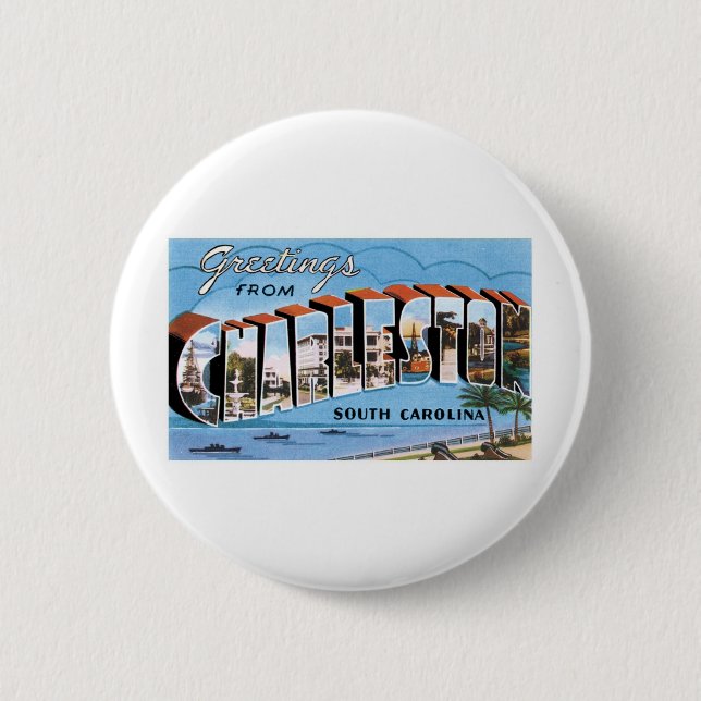 Badge Rond 5 Cm Salutations de Charleston, SC (Devant)