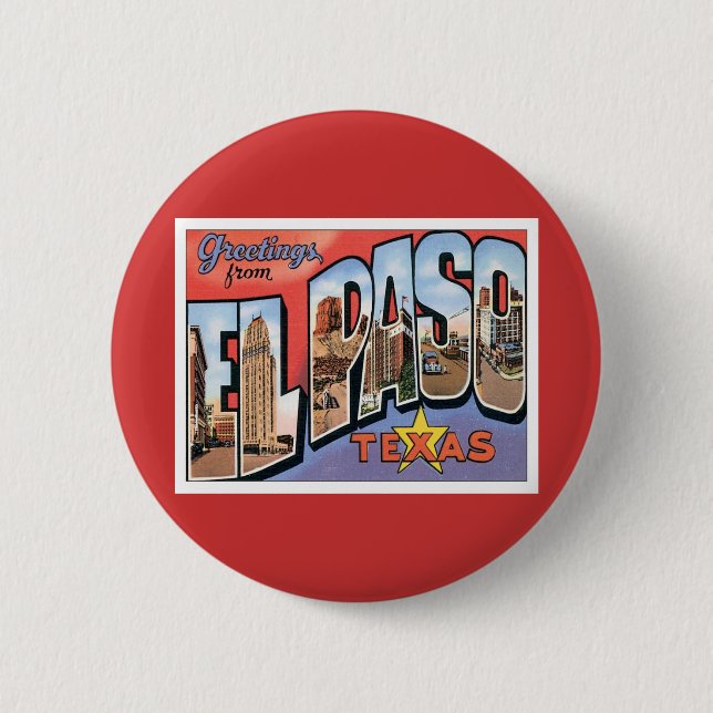 Badge Rond 5 Cm Salutations De EL Paso, Texas (Devant)