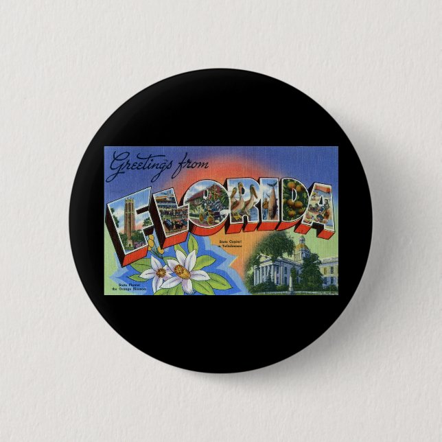 Badge Rond 5 Cm Salutations de la Floride (Devant)