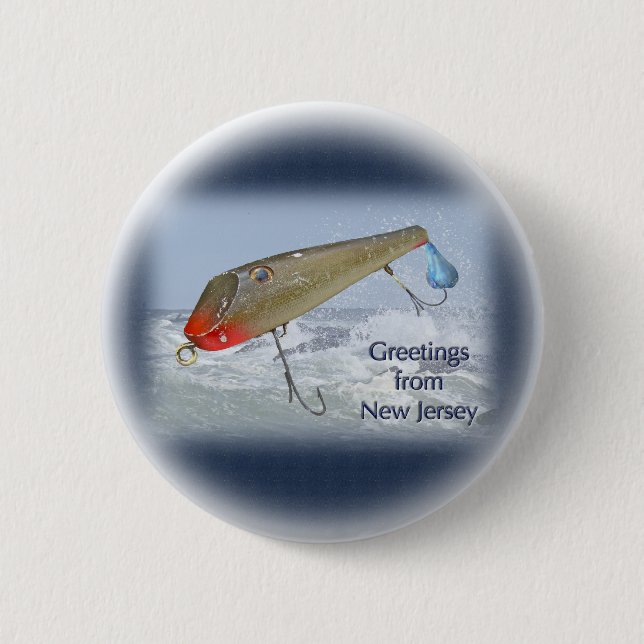 Badge Rond 5 Cm Salutations Du New Jersey Fishing Lure (Devant)