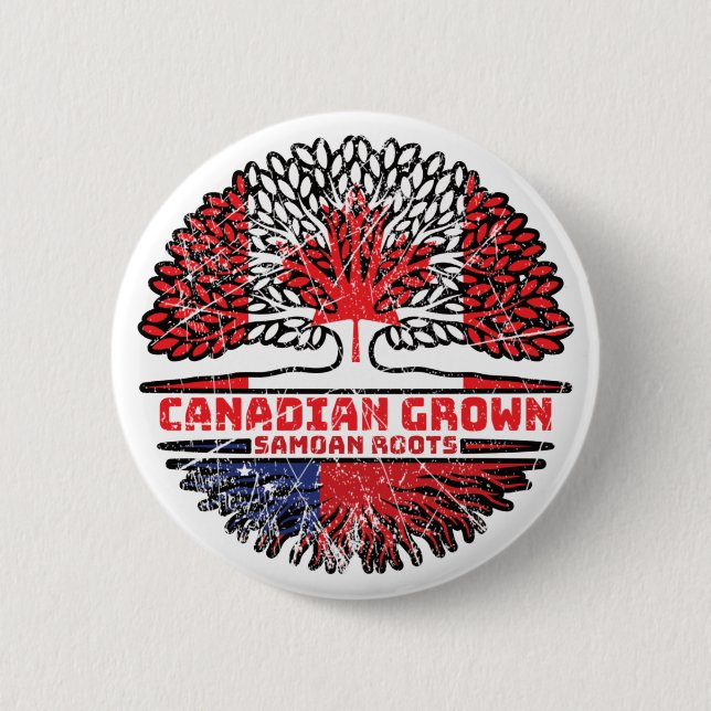 Badge Rond 5 Cm Samoa Samoan Canadian Canada Arbre Roots Drapeau (Devant)