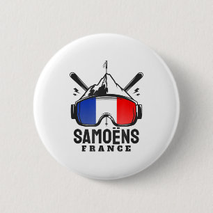 Badge Rond 5 Cm Samoëns grand massif france station de ski rétro