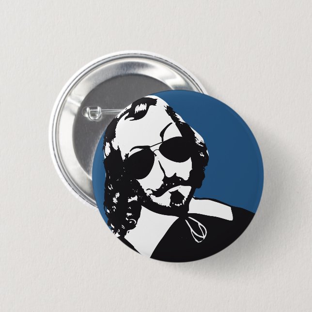 Badge Rond 5 Cm Samuel de Champlain Hipster lunettes futur Québec (Devant & derrière)