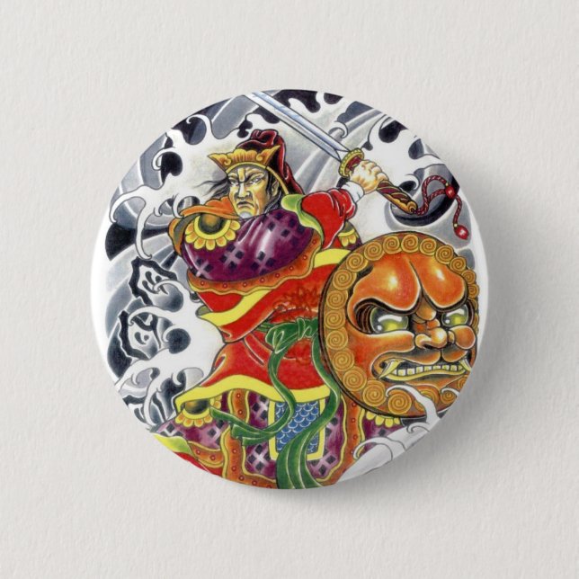 Badge Rond 5 Cm Samurai japonais (Devant)