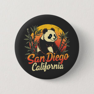 Badge Rond 5 Cm San Diego California Retro Sunset Panda Vintage