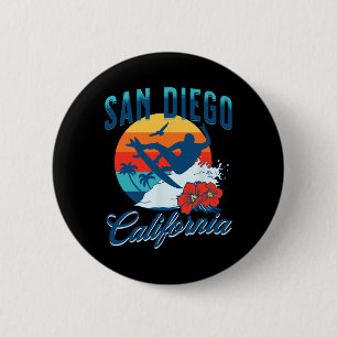Badge Rond 5 Cm San Diego Californie Plage Surf Eté Vacances Vi