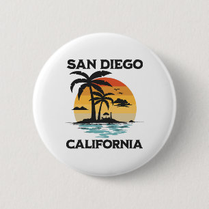 Badge Rond 5 Cm San Diego Californie Plage Surf Été Vacances Vi