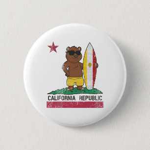 Badge Rond 5 Cm San Diego Californie Surfeur Ours Surf Hommes Femm