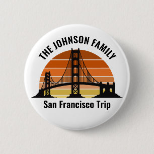Badge Rond 5 Cm San Francisco Bridge Sunset Vacances personnalisée