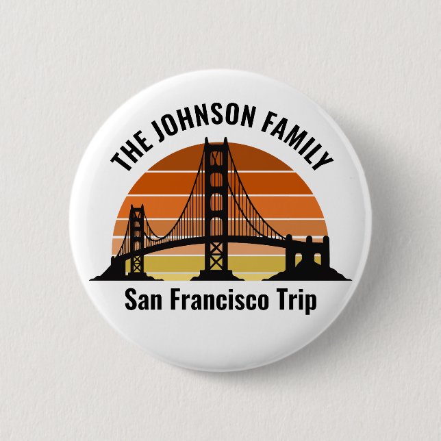 Badge Rond 5 Cm San Francisco Bridge Sunset Vacances personnalisée (Devant)