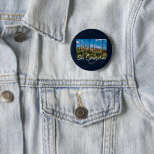 Badge Rond 5 Cm San Gimignano Toscane Italie Vinatge Vue panoramiq