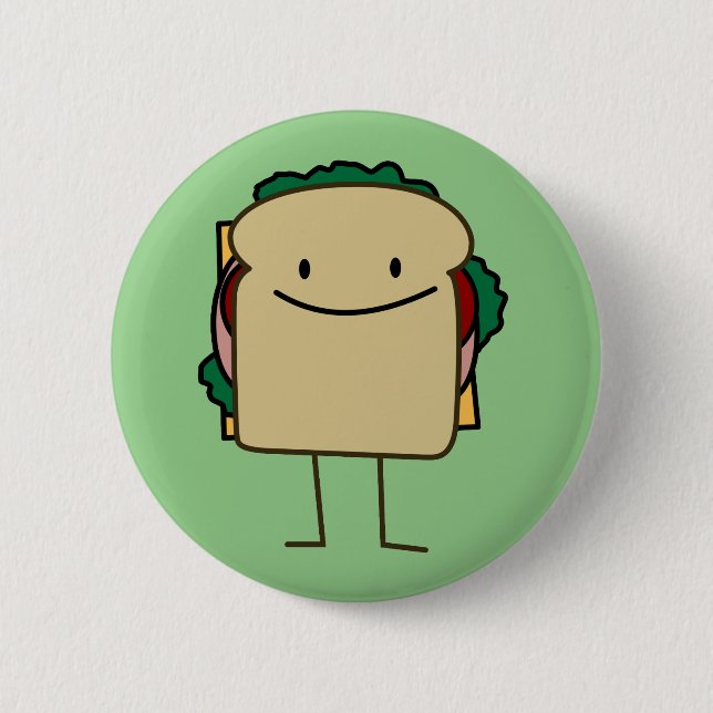 Badge Rond 5 Cm Sandwich de sourire à nourritures heureuses (Devant)