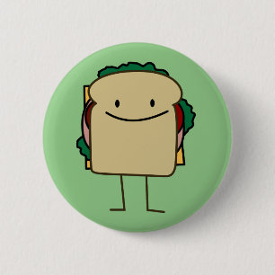 Badge Rond 5 Cm Sandwich de sourire à nourritures heureuses