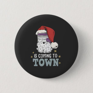 Badge Rond 5 Cm Sani Cloth Noël Infirmière Vacances Médical Infirm